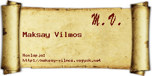 Maksay Vilmos névjegykártya